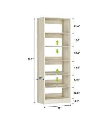 6-Tier Shoe Rack Tower, 80'' Floor Standing Wooden Shoe Organizer