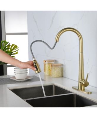 Kitchen Faucet with Pull Down Sprayer, High Arc 360&deg; Swivel Brushed Nickel, 3-Mode Spray Head, for Farmhouse Modern Laundry Rv Bar