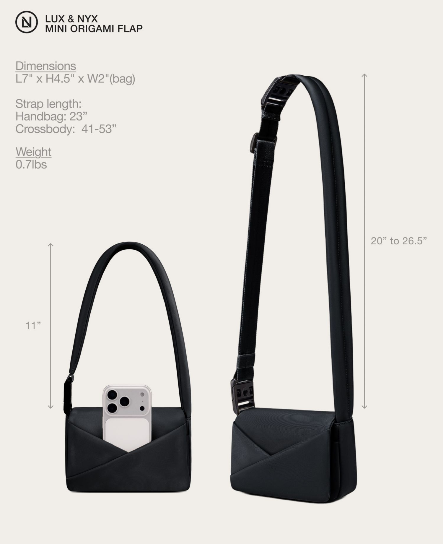 Mini Origami Flap Convertible Crossbody & Handbag for Women