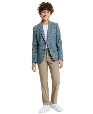 Boys' 8-20 Green Windowpane Plaid Jacket