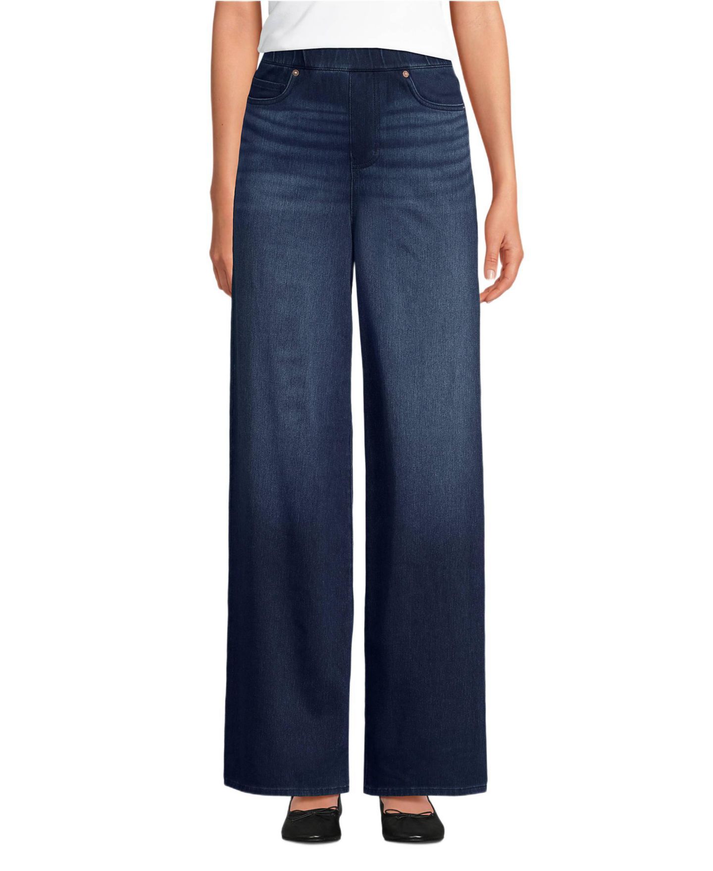Женские джинсы Lands' End Starfish Denim High Rise Wide Leg, цвет: Индиго синий варёный — фото 1