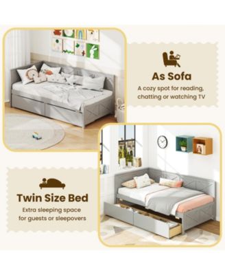 Modern Twin Daybed with Two Drawers and Slat Support - 42