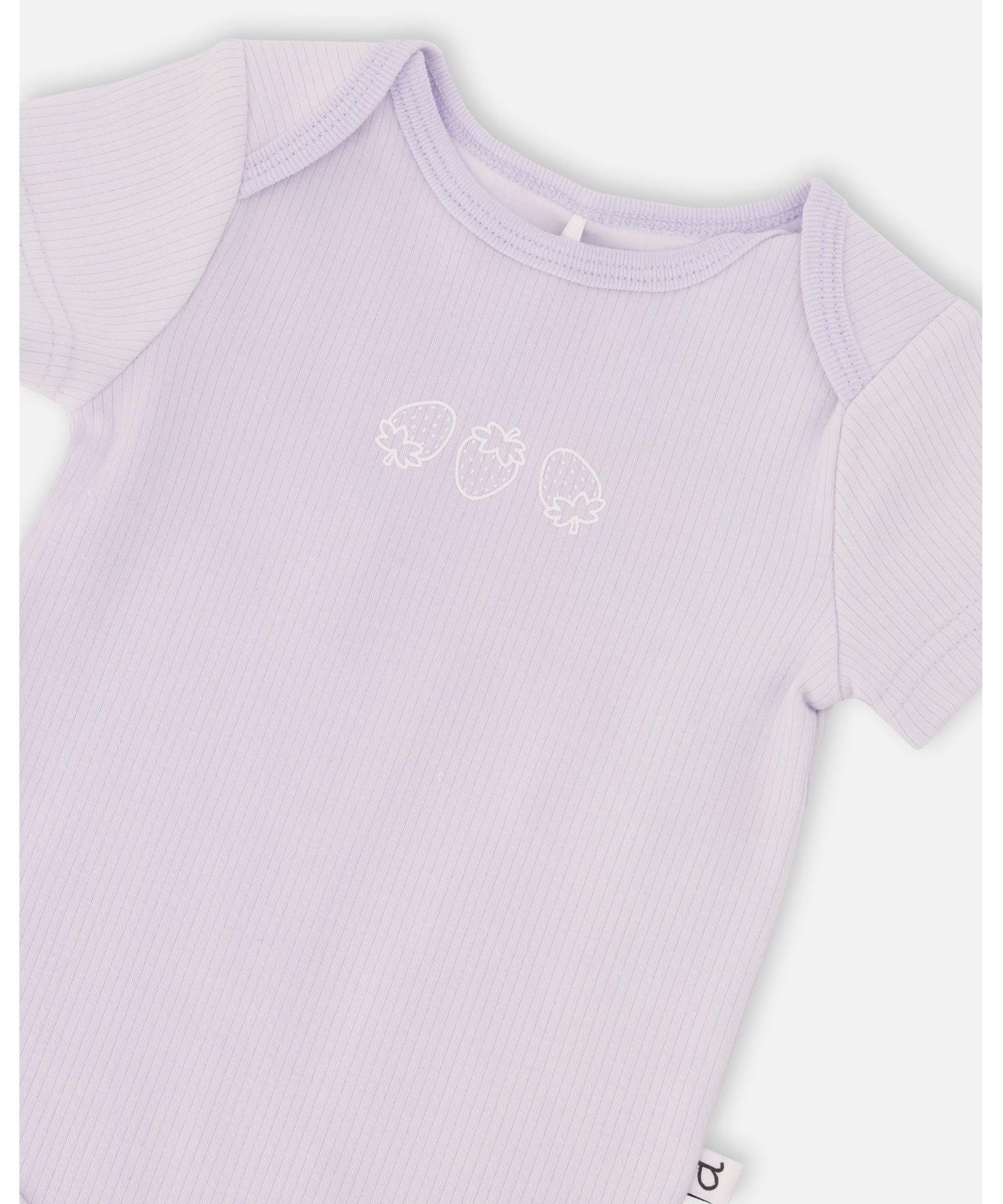 Baby Girls Evolutive Cotton Rib Jersey Onesie Lilac