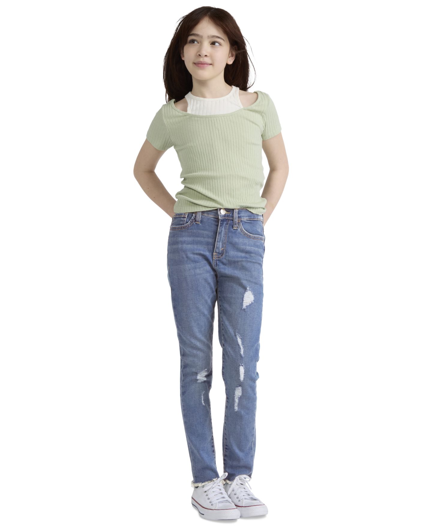 Джинсы Levi's 720 High-Rise Super Skinny Jeans для девочек, цвет: Синий — фото 4