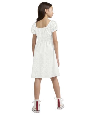Girls' 7-16 Eyelet Short-Sleeve Dress