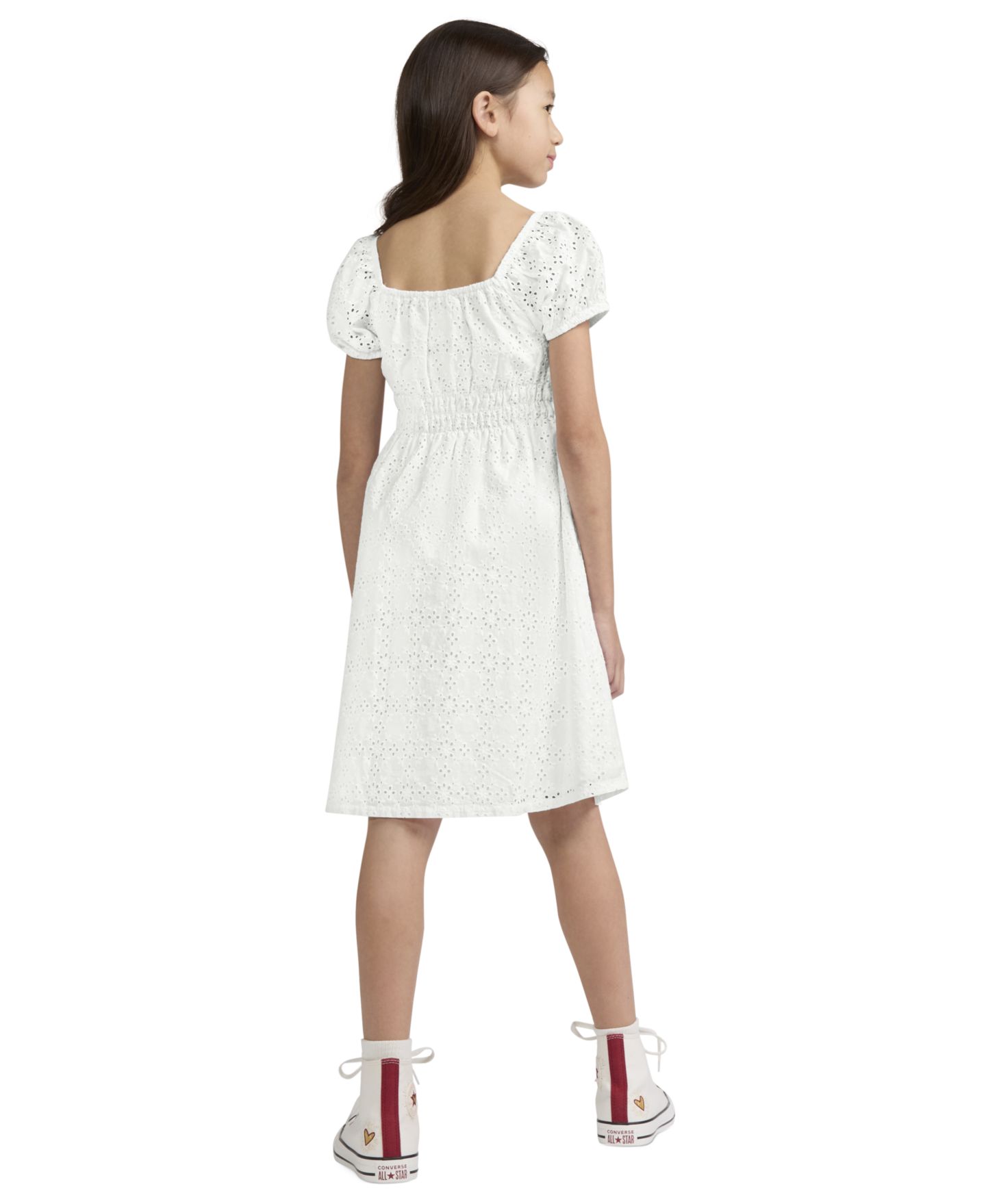 Платье Levi's Eyelet Short-Sleeve Dress для девочек, цвет: Яркий белый — фото 4