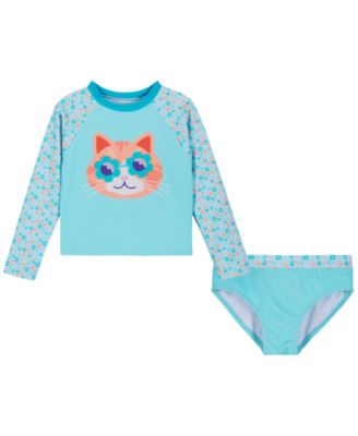 Girls' 2T-5 Long-Sleeve Rash Guard & Bottoms 2-Piece Set