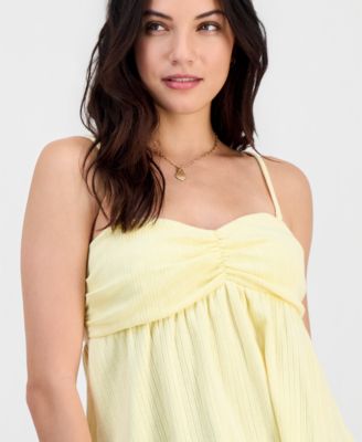 Juniors' Babydoll Pointelle Sleeveless Top