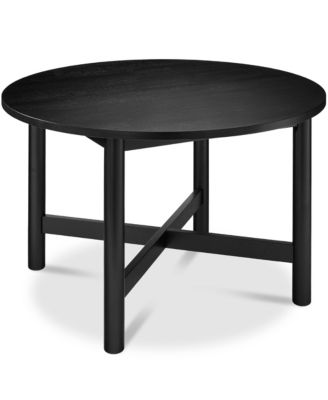 47In Round Solid Wood Dining Table, Modern Farmhouse Table For 4, Space Saving, Easy Assembly