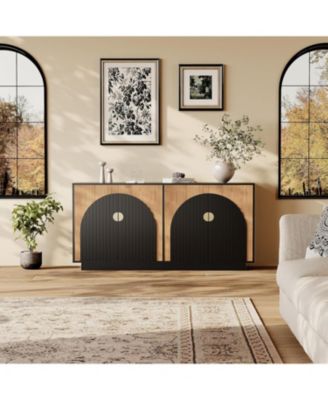 "Modern Farmhouse Sideboard Buffet Cabinet with Fluted Doors – Versatile Storage for Dining Room, Coffee Bar, Kitchen & Wine Bar