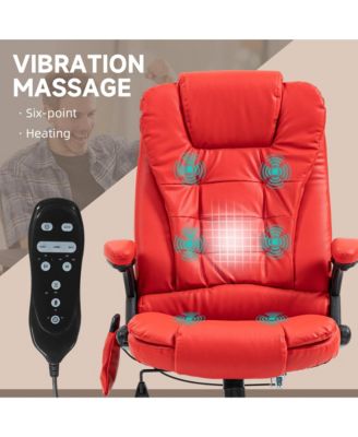 High Back Vibration Massage Office Chair with 6 Vibration Points Heated Reclining PU Leather