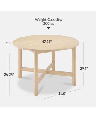 47In Round Solid Wood Dining Table, Modern Farmhouse Table For 4, Space Saving, Easy Assembly