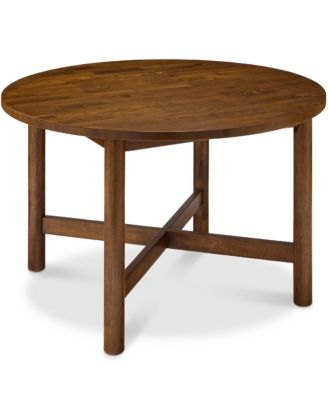 47In Round Solid Wood Dining Table, Modern Farmhouse Table For 4, Space Saving, Easy Assembly