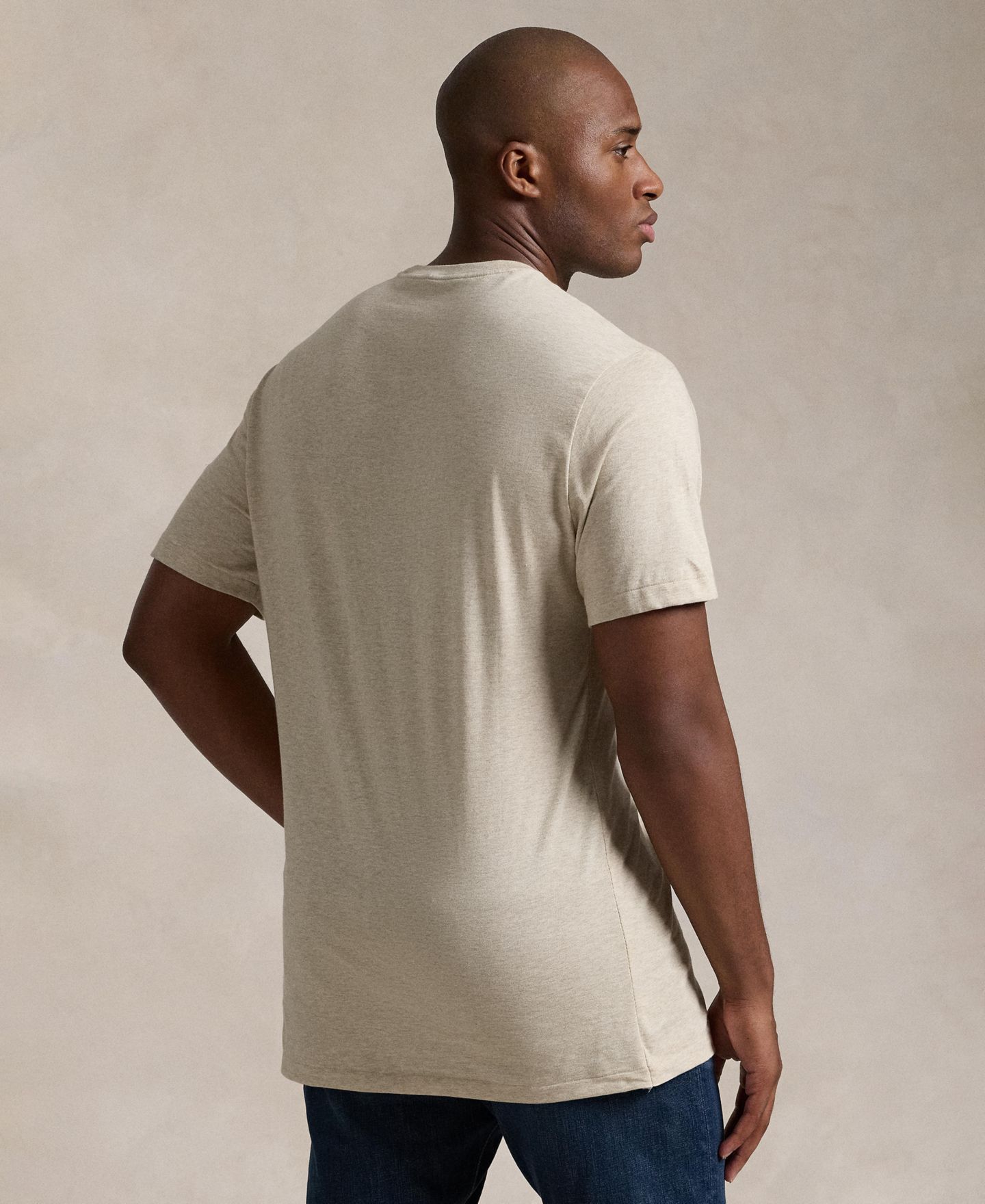 Мужская футболка Polo Ralph Lauren Big & Tall The Iconic Mesh, цвет: Дюнный меланжевый — фото 5
