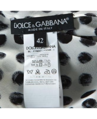 Women's Monochrome Brushstroke Polka Dot Print Silk Blouse