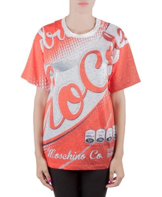 Women's Couture Red Soda Can Printed Cotton Oversized T Shirt