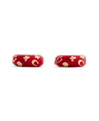 Red Signature C Floral Chubby Hoop Earrings