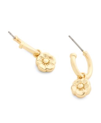 Faux Stone Signature Tea Rose Charm Huggie Earrings