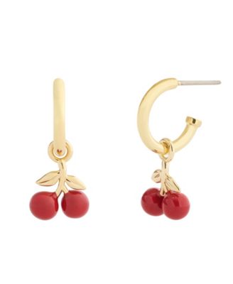 Red Cherry Charm Huggie Earrings
