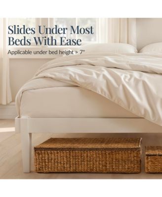 2PC Water Hyacinth Nesting Underbed Storage Baskets with Wheels