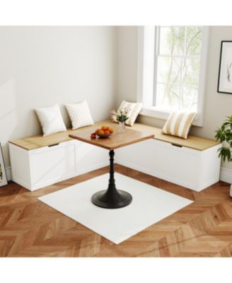 L-Shaped Shoe Bench Corner Bench With Storage Space For Entryway