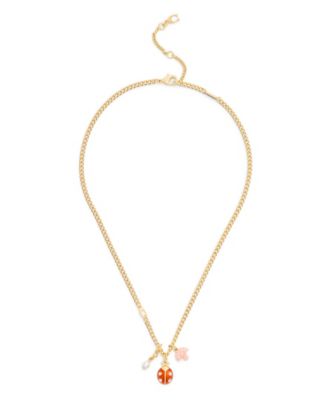 Faux Stone Signature Ladybug Charm Pendant Necklace