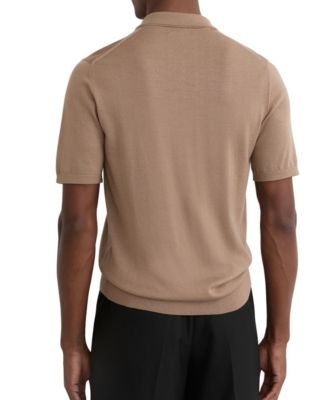 Men's Merino Wool Open Collar Polo Shirt