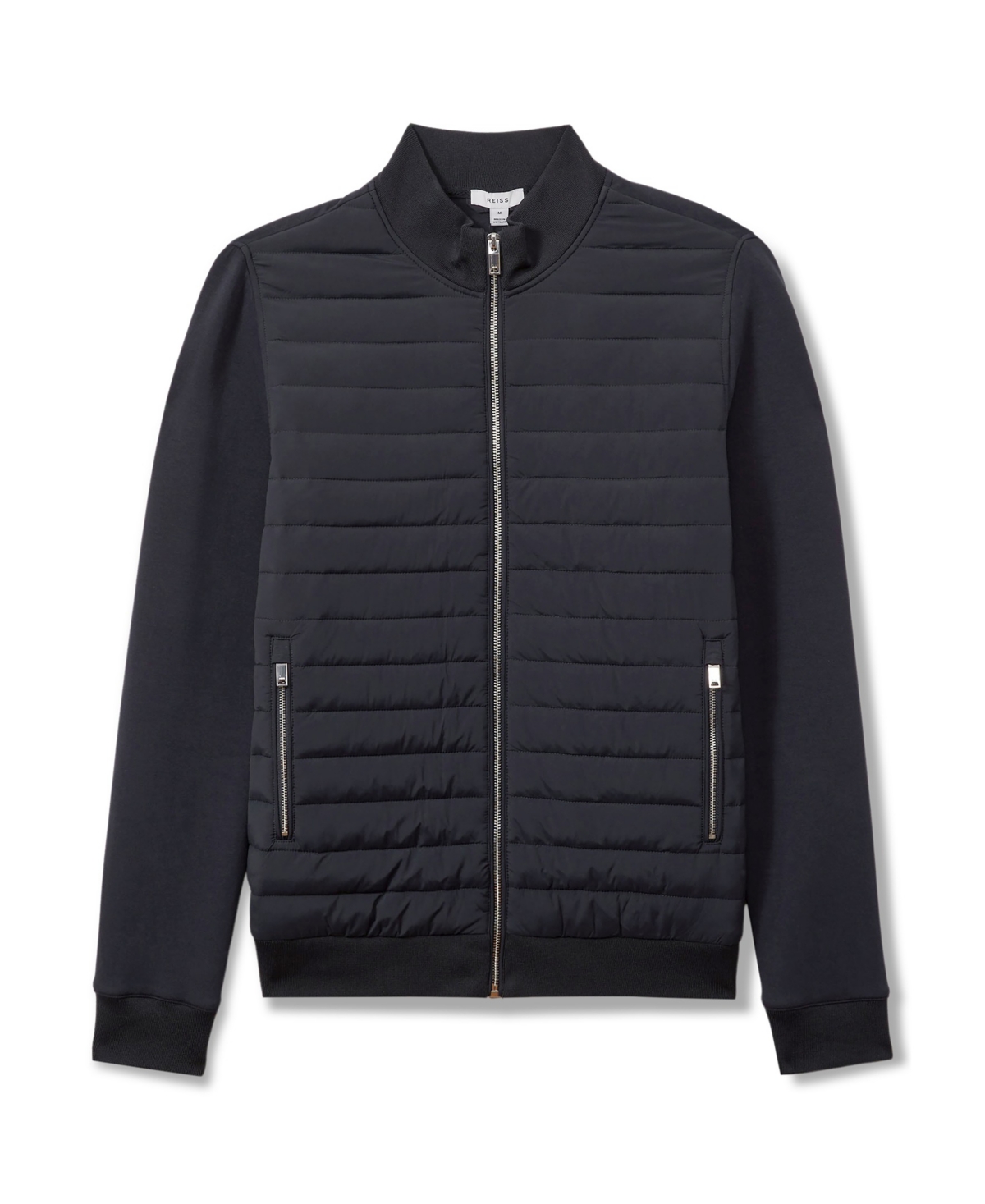 Reiss Men's Hybrid Quilt and Interlock Zip Jacket