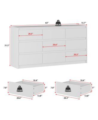 9-Drawer White Paint Finish Dresser Chest of Drawers