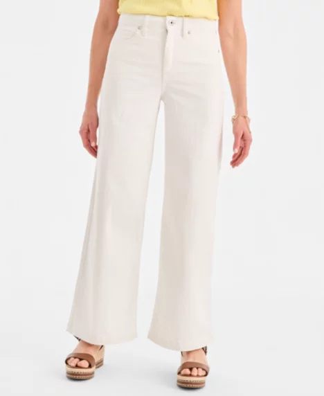 Petite High-Rise Wide-Leg Jeans - Bright White