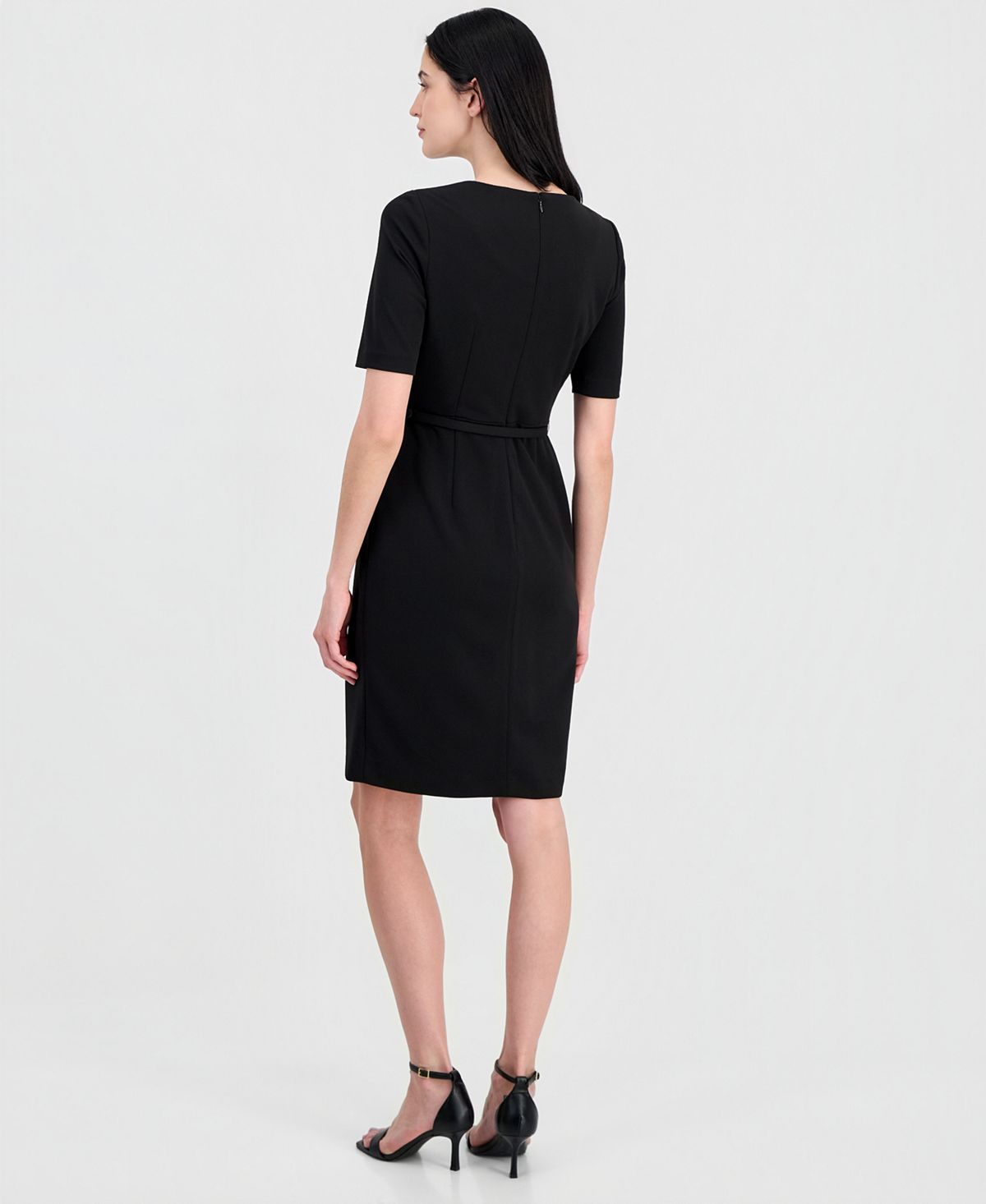 Anne Klein Women's Elbow-Sleeve Twist-Front Sheath Dress view 4 — MAYCSS fashion products