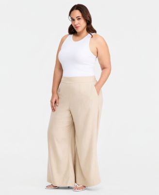Plus Size Mid-Rise Wide Leg Pants