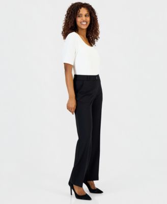 Women's Mid-Rise Pull-On Straight-Leg Pants, Regular & Petite