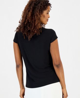 Women's Cowl Neck Cap Sleeve Top, Regular & Petites