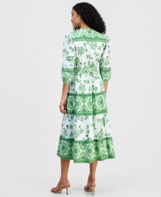 Women's Split-Neck Tiered Dress