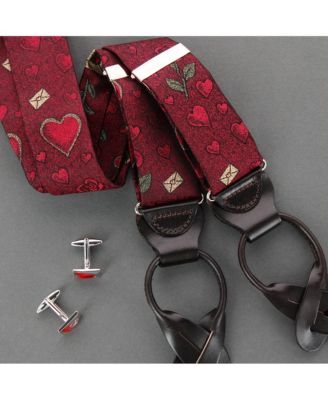 Men's Amor Valentine's Note Silk Button End Suspenders