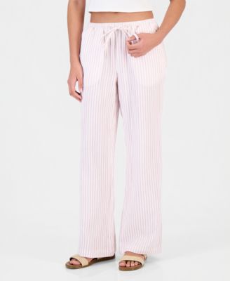 Juniors' Cotton Gauze Striped Beach Pants