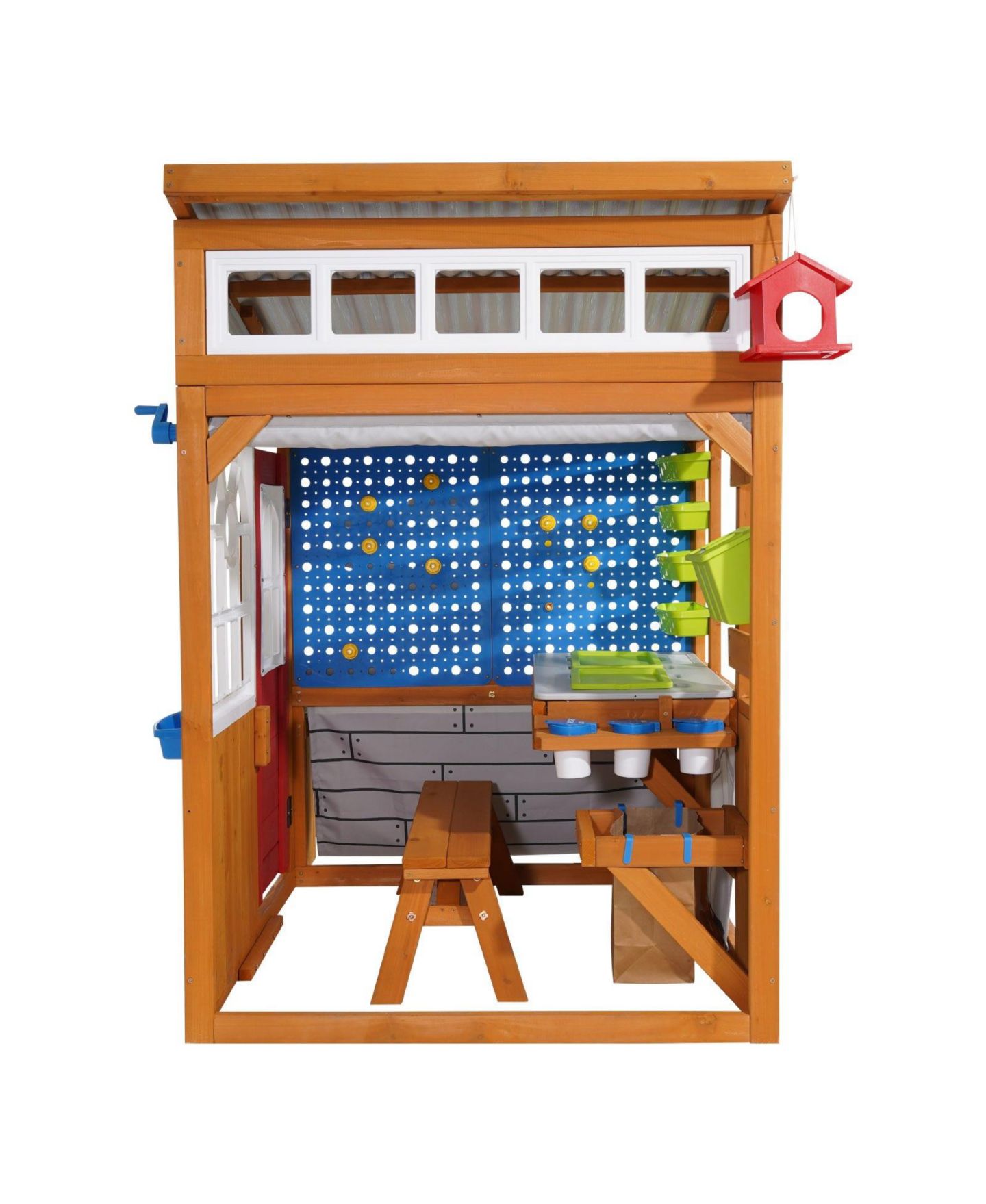 Детская игрушка SUGIFT Cedar Wood Playhouse with Functional Doorbell, Windows & Storage Pockets, цвет: Коричневый — фото 11