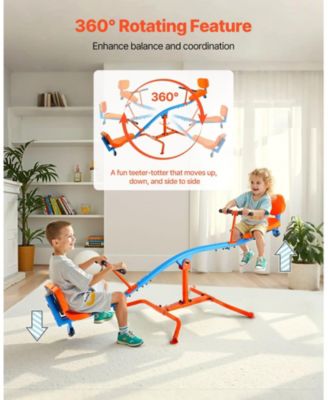 Heavy-Duty Kids Seesaw with 300 lbs Capacity, 360&deg; Rotation & Safety Handles