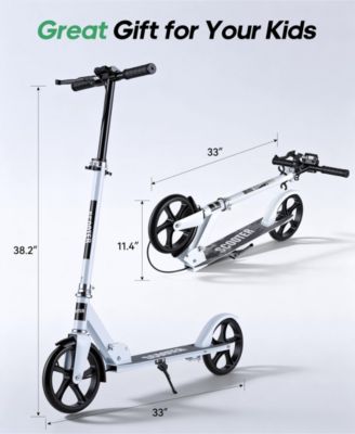 Lightweight Foldable Kick Scooter for Kids 8+ & Teens, Dual Suspension with 8" Wheels, Wide Deck, Supports Up to 330 lbs