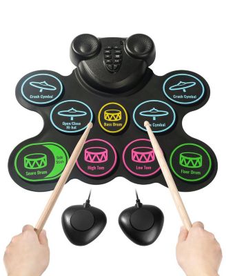 Roll-Up Electric Drum Set 9 Pads with Speakers Pedals Sticks MIDI