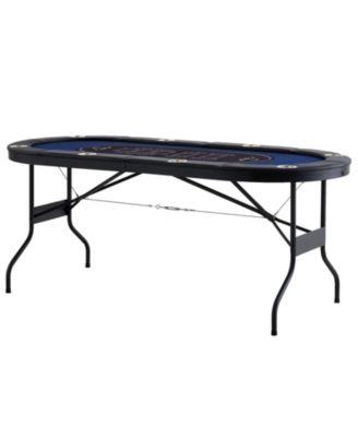 8-Player Foldable Poker Table 72" Oval with Cup Holders and Padding