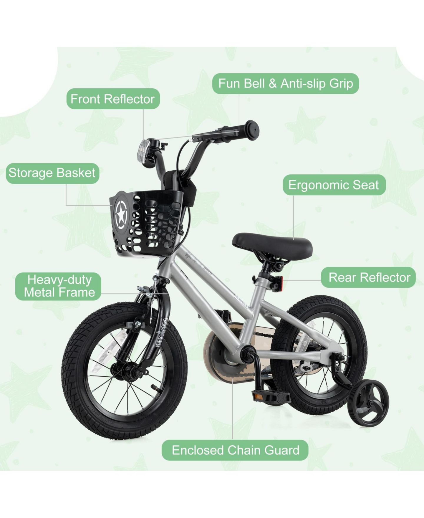 Детская игрушка SUGIFT 12-Inch Adjustable Kids Bike with Transparent Chain Cover, Ages 3-4, цвет: Чёрный — фото 5