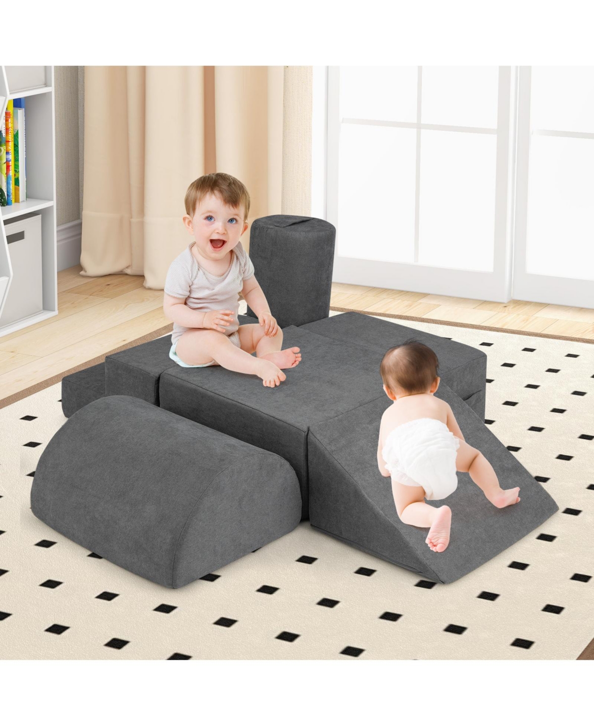 Skonyon 6-Piece Foam Climb and Crawl Playset with Washable Covers