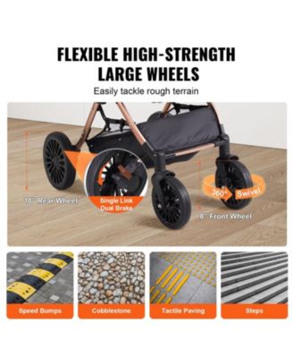 Pet Stroller 4-Wheel Dog Stroller with Brakes Detachable Carrier 66 LB Black