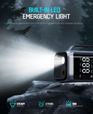 4-in-1 Portable Car Jump Starter with Air Compressor 150 PSI and Vacuum Cleaner 12V 1000A with LED Emergency Light Power Bank and Multi Nozzle Kit