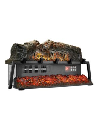 Electric Fireplace Log 25" Insert Heater with Remote Flames Timer Black