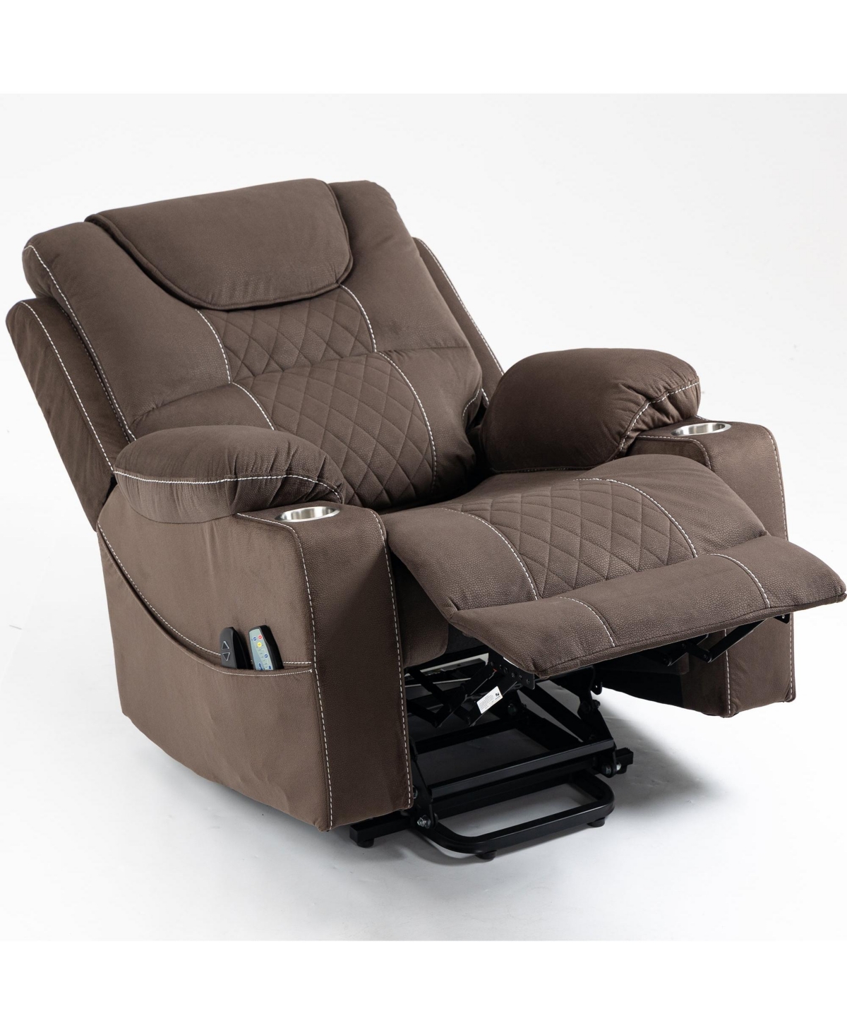 Boyel Living Velvet Recliner Chair with 2 Cup Holder, Lounge Chair Power Lift Chair Relax Sofa Chair