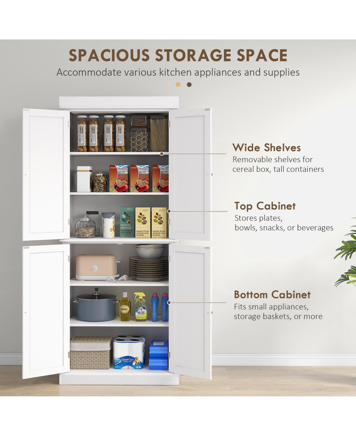 Homcom 72" Kitchen Pantry Storage Cabinet with 4