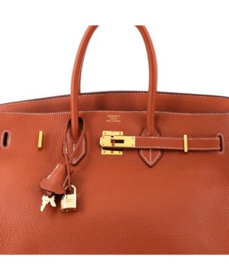 Birkin 35 Handbag Brown Clemence with Gold Hardware